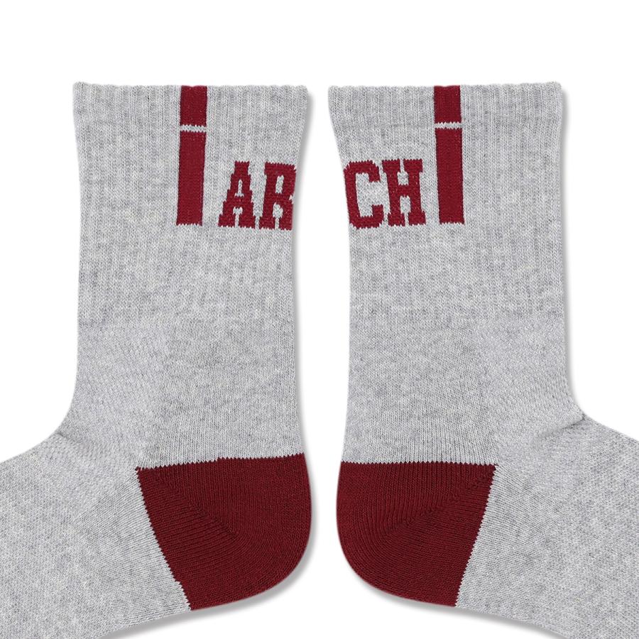 Arch  vertical crew socks 【A326103】gray/burgundy |  | 02