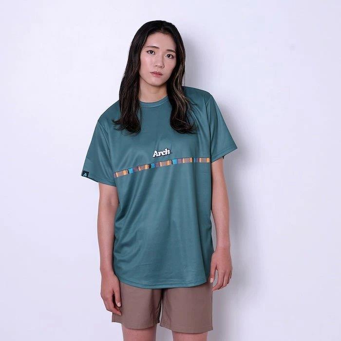Arch print stripe tee【T124159】green |  | 05