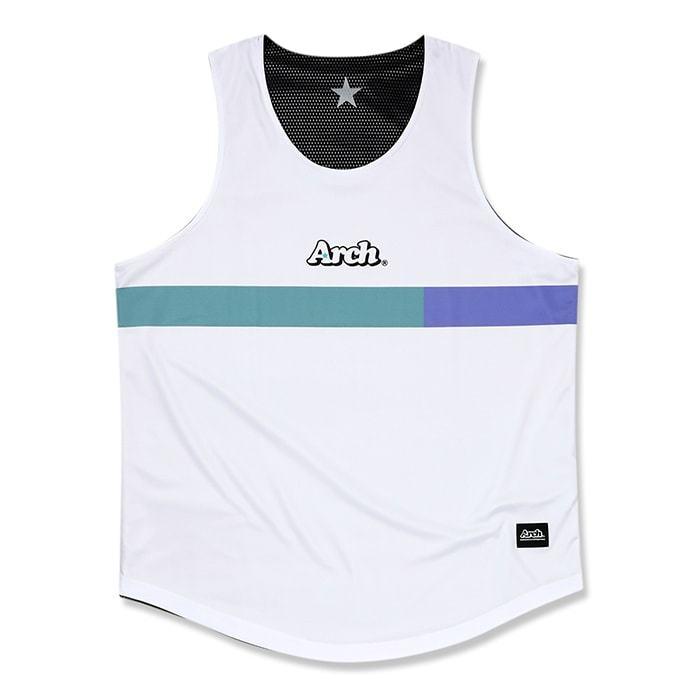 Arch color block rev. tank 【T222-104】white/black | 