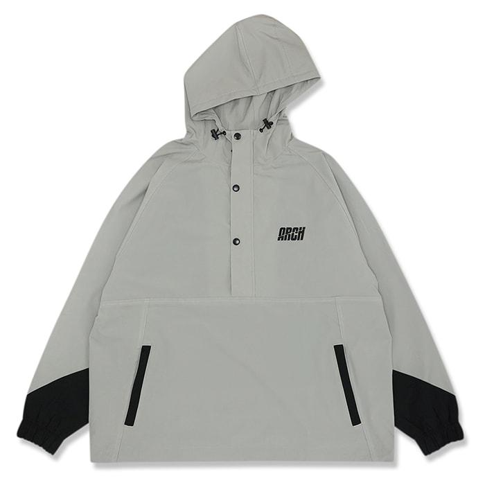 Arch split logo anorak jacket【T723115】 silver gray | 