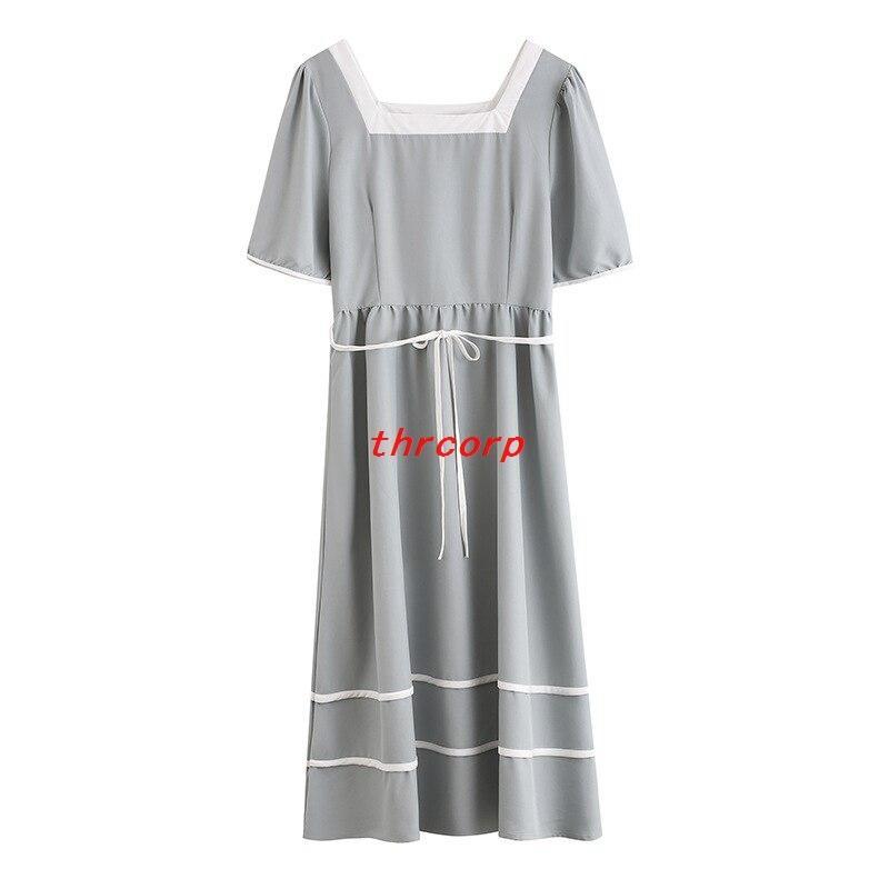 Wechat2021夏の新しい半袖スクエアカラースカートに代わってワンピースフレンチレトロティーブレイクドレス1847｜tira-larma｜05