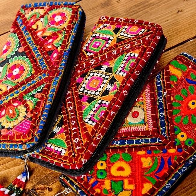 財布 長財布 カッチ刺繍 古布 (1点物)カッチ刺繍の長財布 パッチワーク 