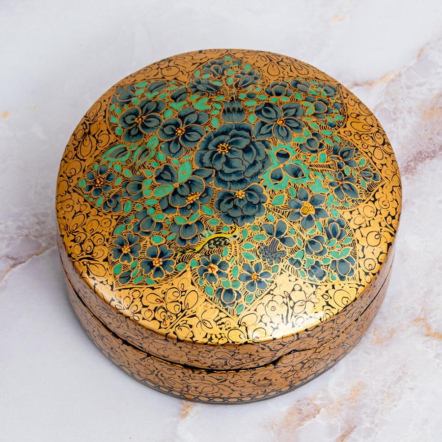 送料無料 ミニアチュール 細密画 小物入れ カシミール (超高精細・一点