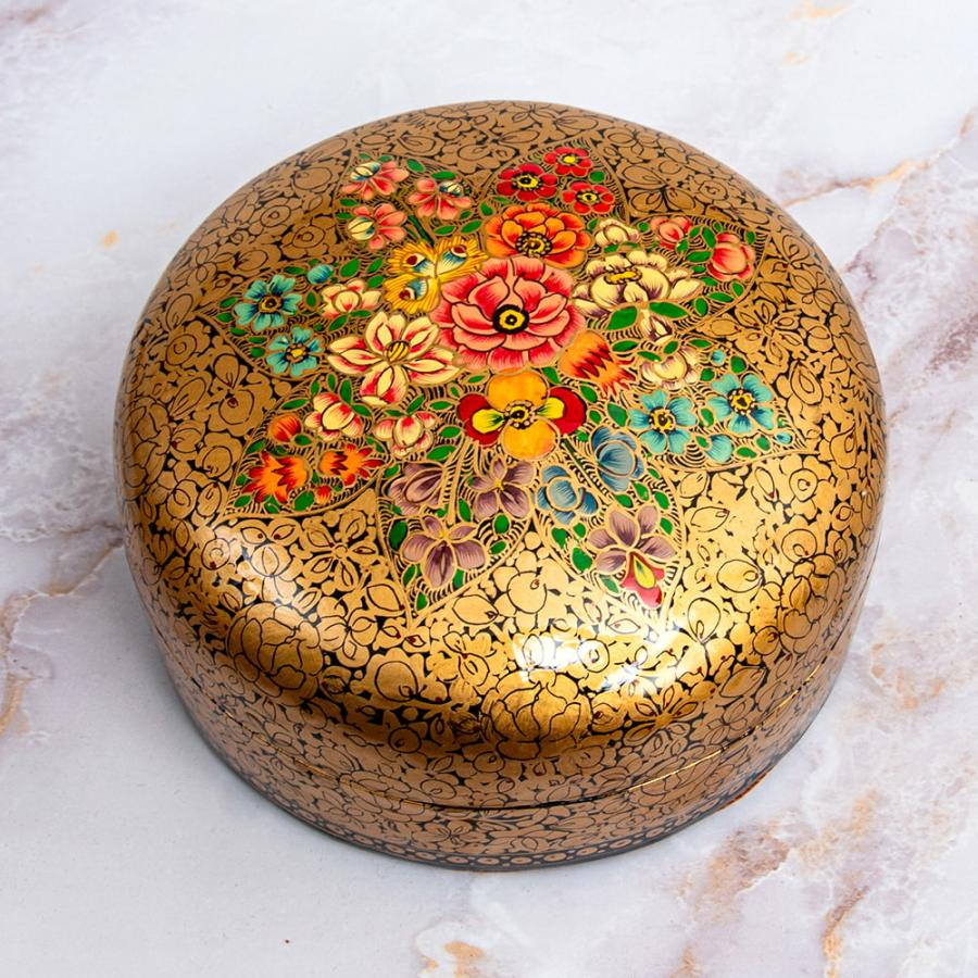 送料無料 ミニアチュール 細密画 小物入れ カシミール (超高精細・一点
