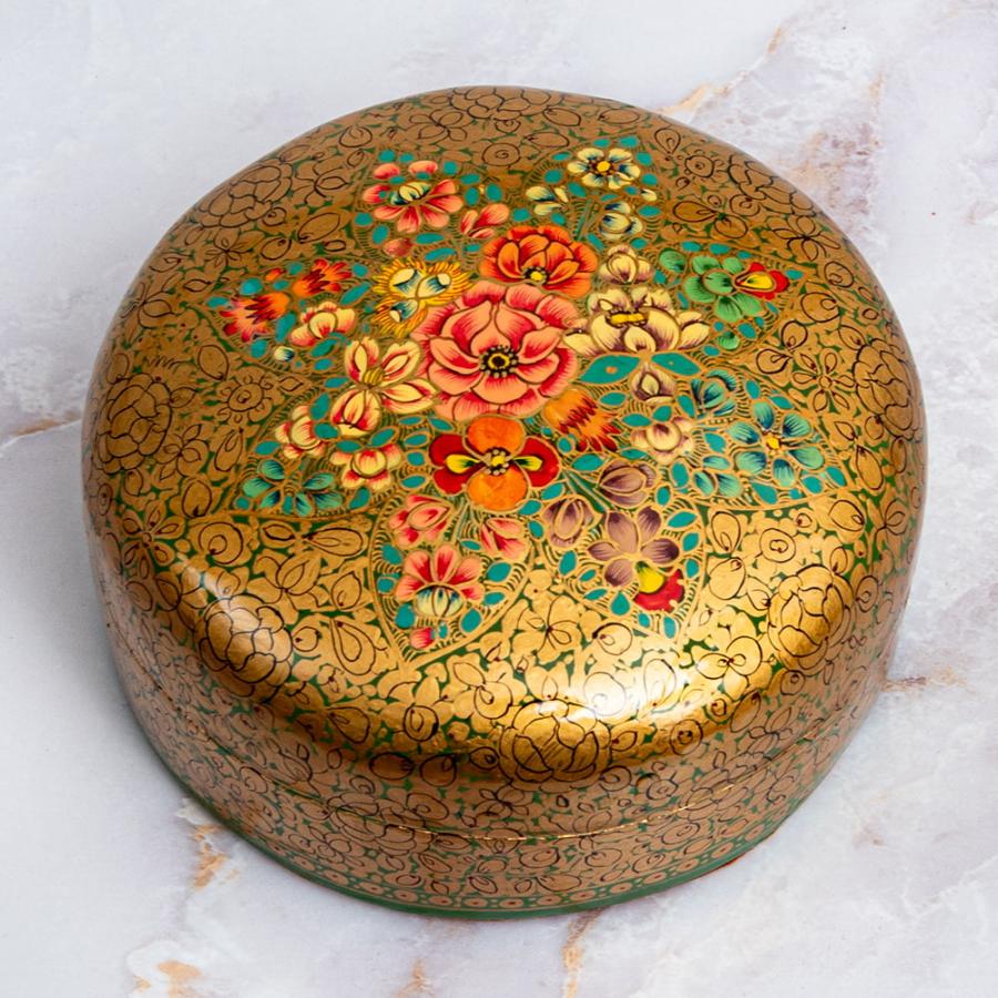 送料無料 ミニアチュール 細密画 小物入れ カシミール (超高精細・一点