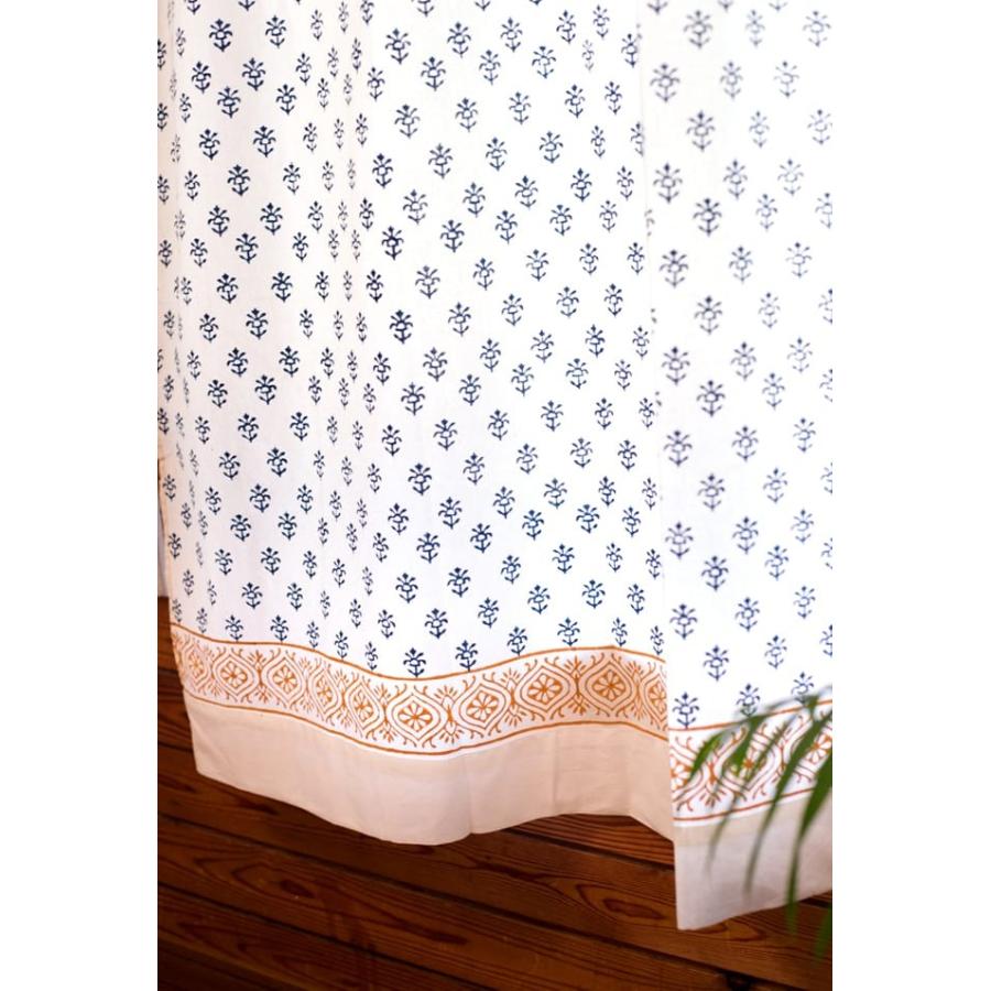 ＊インド布＊カーテン＊ カーテン インド のれん インド綿 〔100cm×176cm〕インドの木版染め