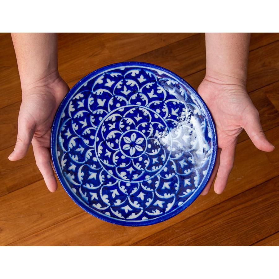 陶器 青陶器 ジャイプル ブルーポッタリー 〔大皿 直径：25.5cm〕ブルーポッタリー｜tirakita-shop｜06