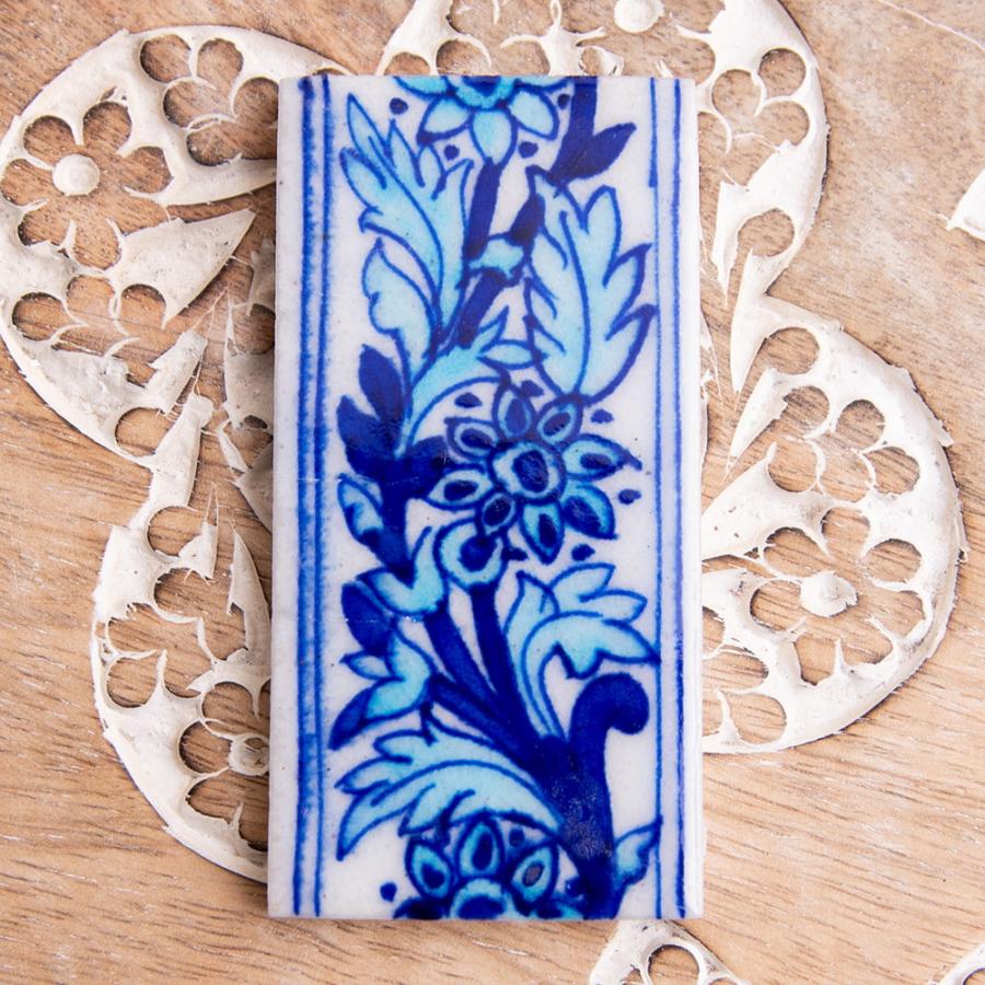 タイル 陶器 青陶器 ジャイプル ブルーポッタリー 〔10cm×5cm〕ブルー