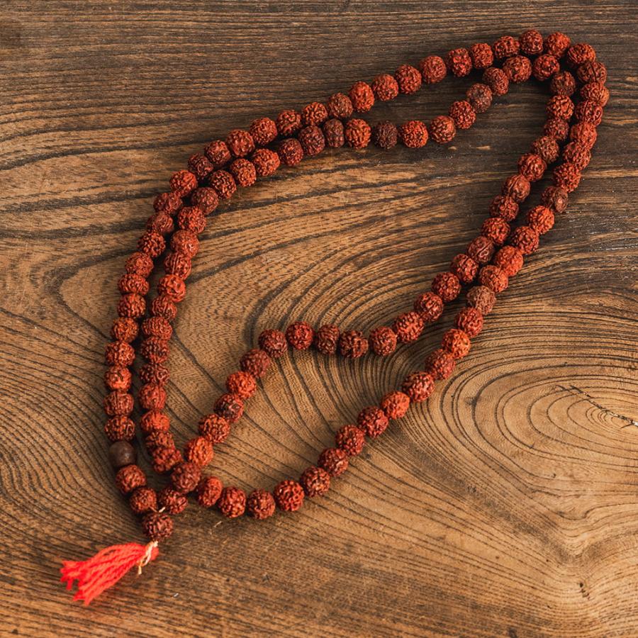 数珠 インドの数珠 ネックレス 首飾り 菩提樹の数珠（小粒） 約100cm