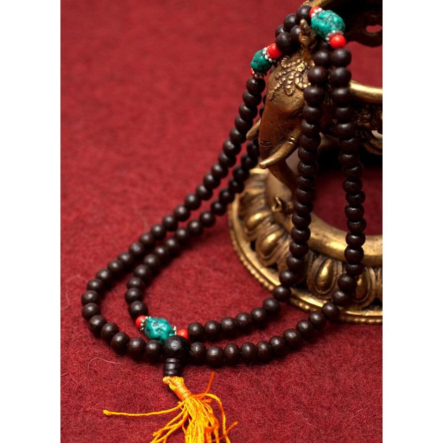 数珠 ネパール ネパールの数珠 木製(黒) 108珠 インド アジア