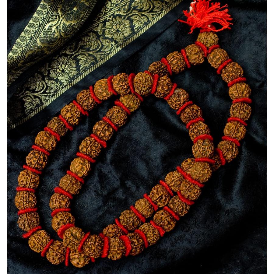 インド　ルドラクシャのネックレス　数珠 数珠 インドの数珠 ネックレス 首飾り 菩提樹の数珠(大粒) 約90cmほど