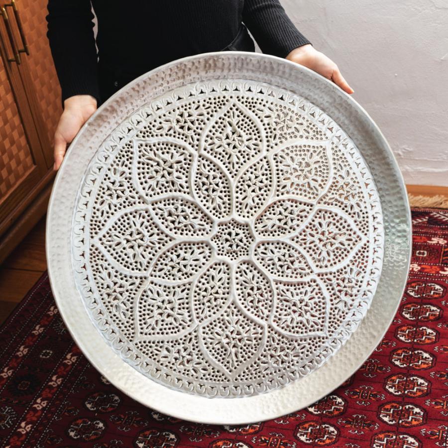 送料無料 お盆 トレー 天板 モロッコテーブル 金属工芸品の街