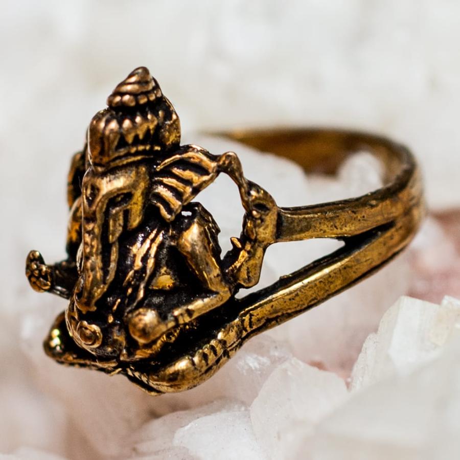 リング 指輪 アクセサリー 金色 ガネーシャのゴールドリング インド 神様 バングル エスニック アジア｜tirakita-shop｜02