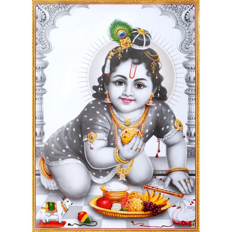ベイビークリシュナ Krishna ポスター ヒンドゥー教 〔約70.5cm×約50.5