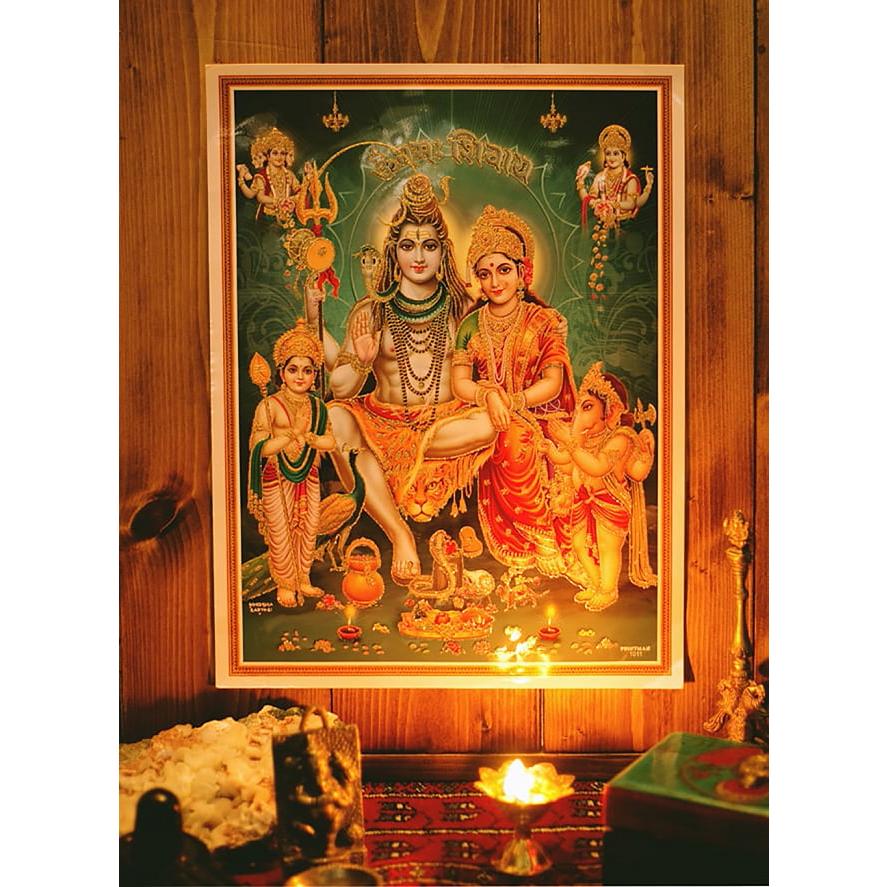 ラクシュミー 吉祥天 Lakshmi Laxmi 〔約40.5cm×約30.5cm〕輝くラメ入り・インドのヒンドゥー神様ポスター｜tirakita-shop｜05