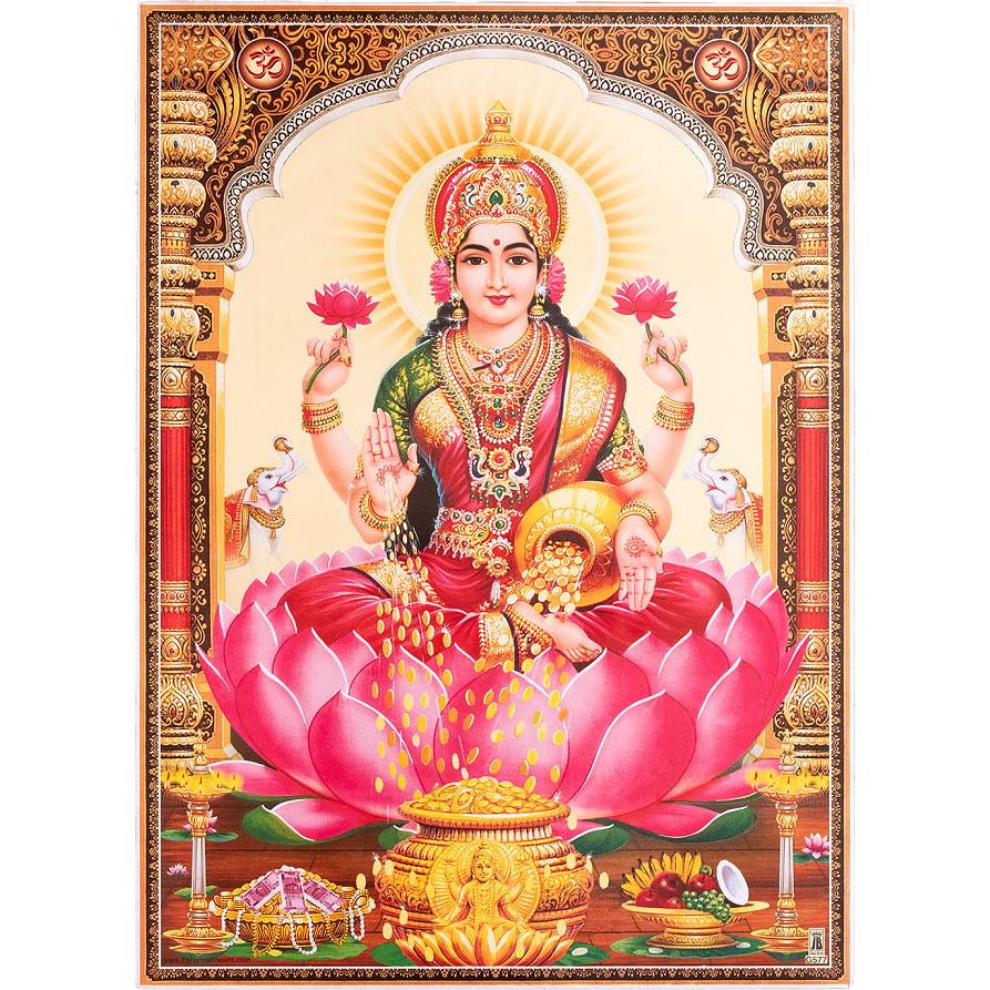 神様 ラクシュミー インド ポスター 〔約67cm×約48cm〕インドの