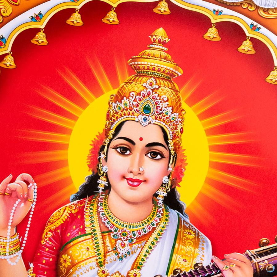 希少、ヒンドゥー教、ラクシュミー、インドの女神、キャンバスアート、裏面フック付き 希少、ヒンドゥー教、ラクシュミー、インドの女神、キャンバスアート