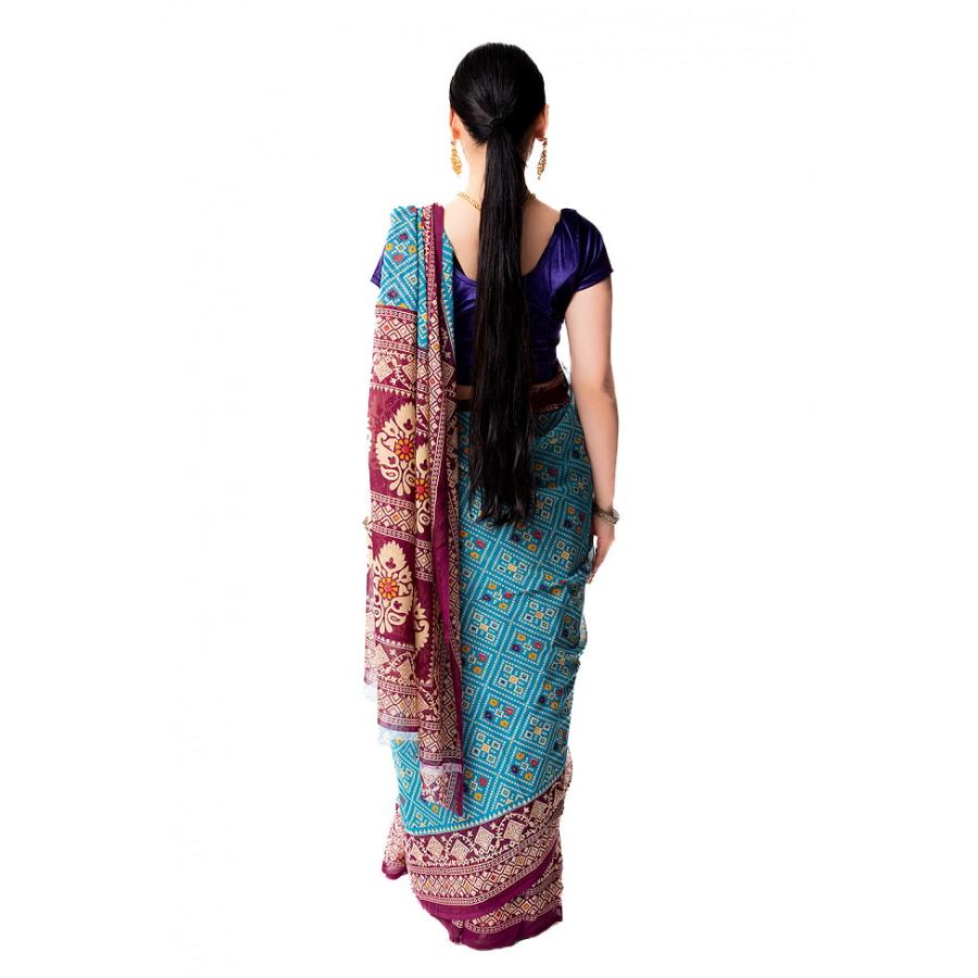 サリー 民族衣装 デコレーション布 インド (6色展開)インド伝統模様バンディニプリントのインドサリー｜tirakita-shop｜08