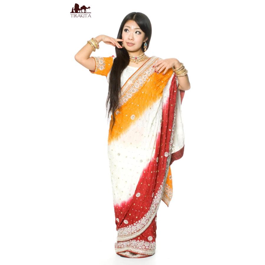 送料無料 サリー サリー3点セット 婚礼用 ゴージャス : id-saree-894 