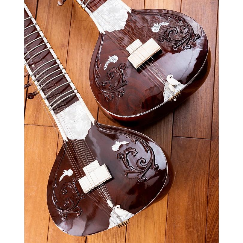 楽器 シタール Sitar インド (Kartar Music House社製)シンプルシタールセット（グラスファイバーケース） 弦楽器｜tirakita-shop｜09