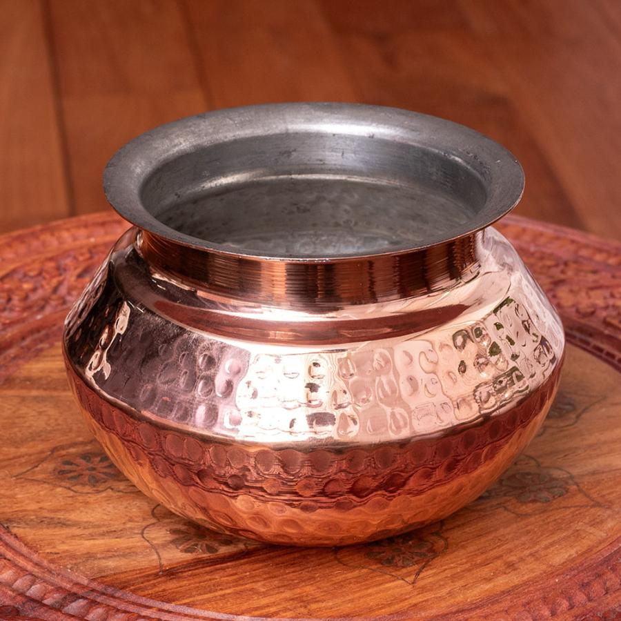 鍋 銅 食器 銅装飾 インド料理 ハンディカダイ インドの鍋(直径：約