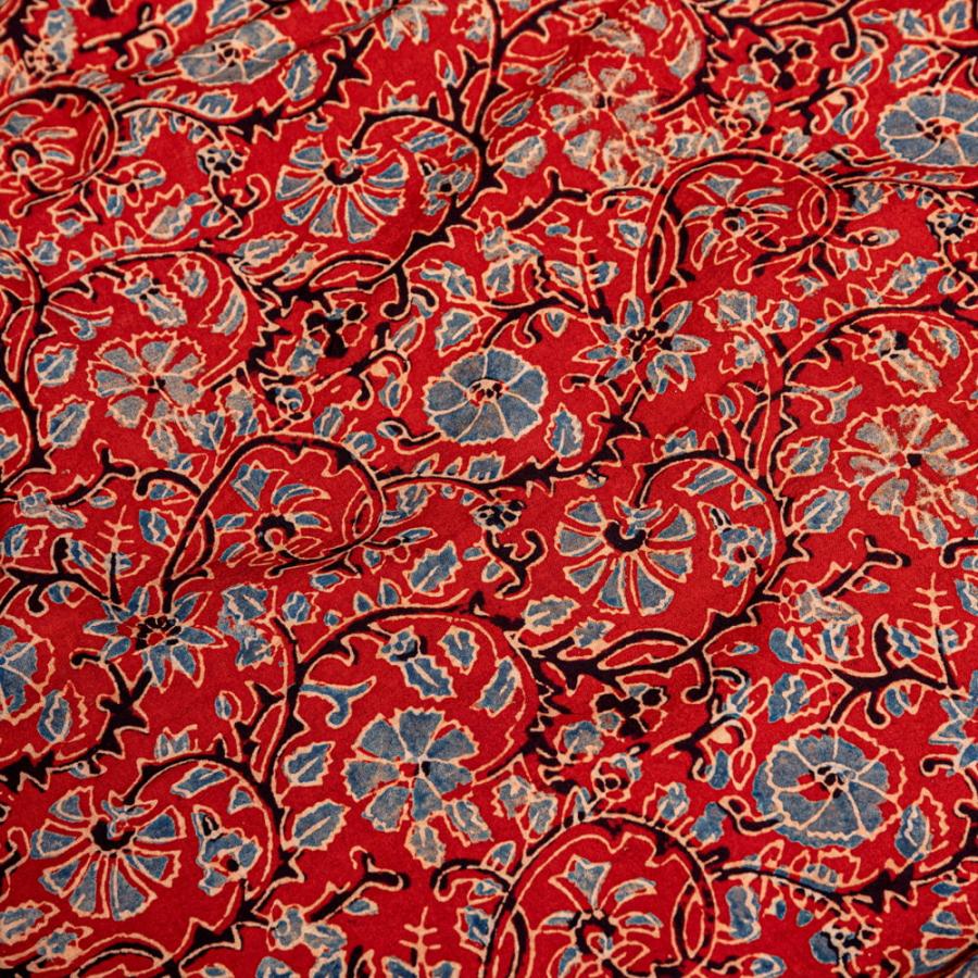 送料無料 ウッドブロック 木版染め ボタニカル 唐草模様 〔約3.8m 長尺