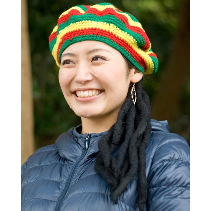 ドレッド ニット帽 帽子 おもしろ フェイクドレッド付きジャマイカ 