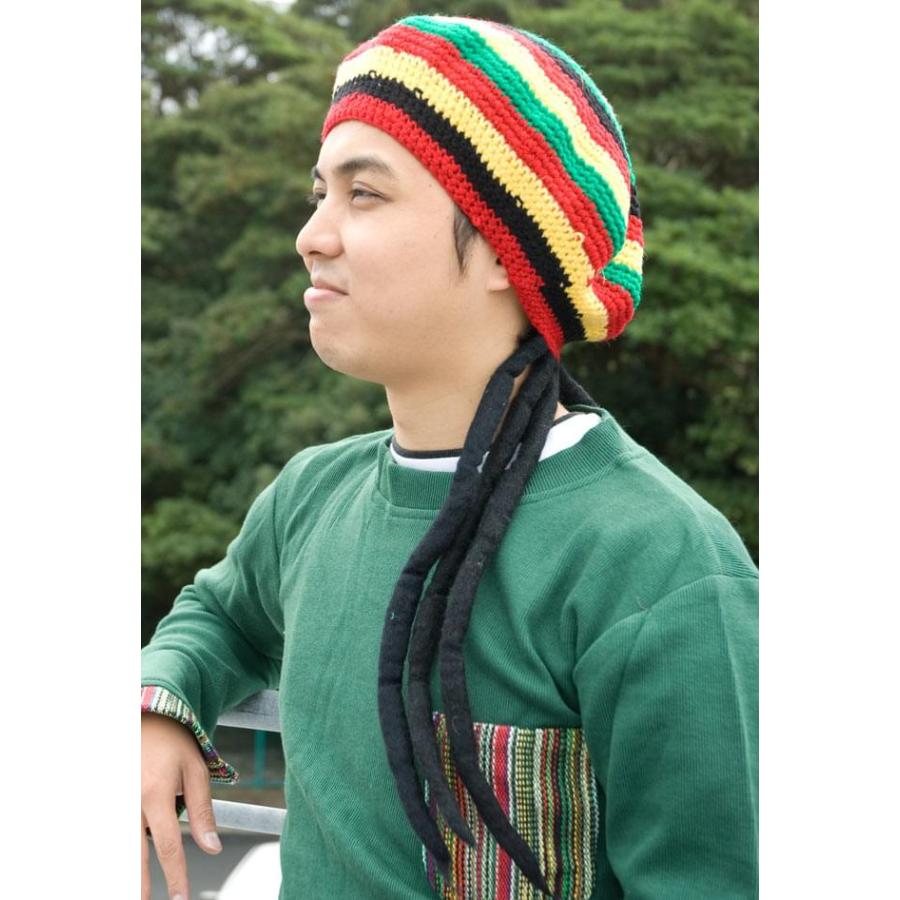 ドレッド ニット帽 帽子 おもしろ フェイクドレッド付きジャマイカ