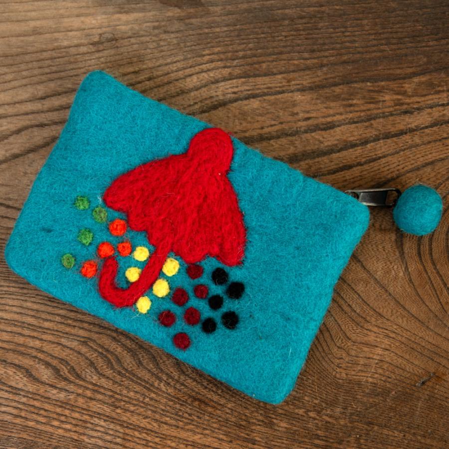 こ　ポーチ　民族 フェルト ポーチ フェルトのスクエアポーチ 小銭いれ 財布 小物