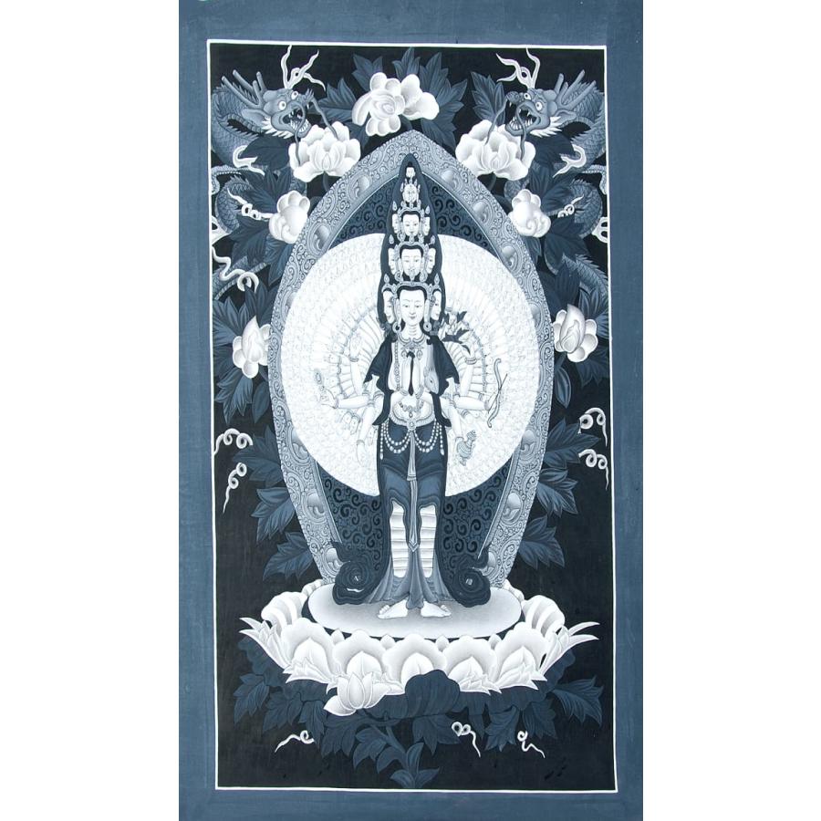 送料無料 観音菩薩 タンカ 仏画 マンダラ 〔一点物〕タンカ 35x62 