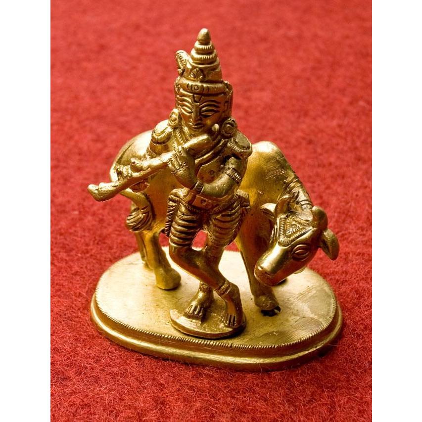 仏像 クリシュナ 神様像 クリシュナと聖牛 (10cm) インド 置物 仏像 クリシュナ 神様像 クリシュナと聖牛 (10cm) インド 置物