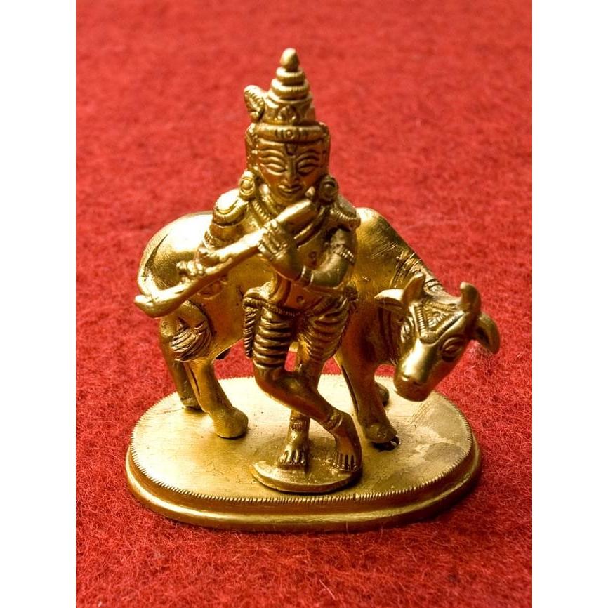 仏像 クリシュナ 神様像 クリシュナと聖牛 (10cm) インド 置物 仏像 クリシュナ 神様像 クリシュナと聖牛 (10cm) インド 置物