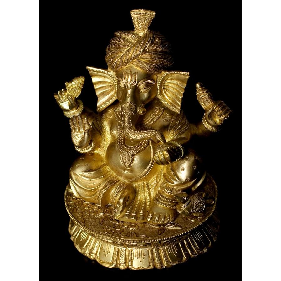 日本製 仏像 置物 ガネーシャ像 ブラス製 ヒンドゥー 神様像 座り