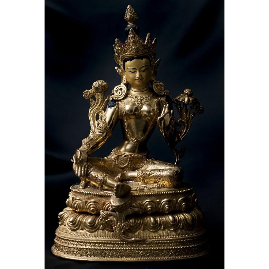 仏像 多羅菩薩 ターラー 神像 多羅菩薩 ターラー 銅造鍍金仕上げ 33cm チベット 密教 ブッダ像 エスニック インド アジア 雑貨 Purrworld Com