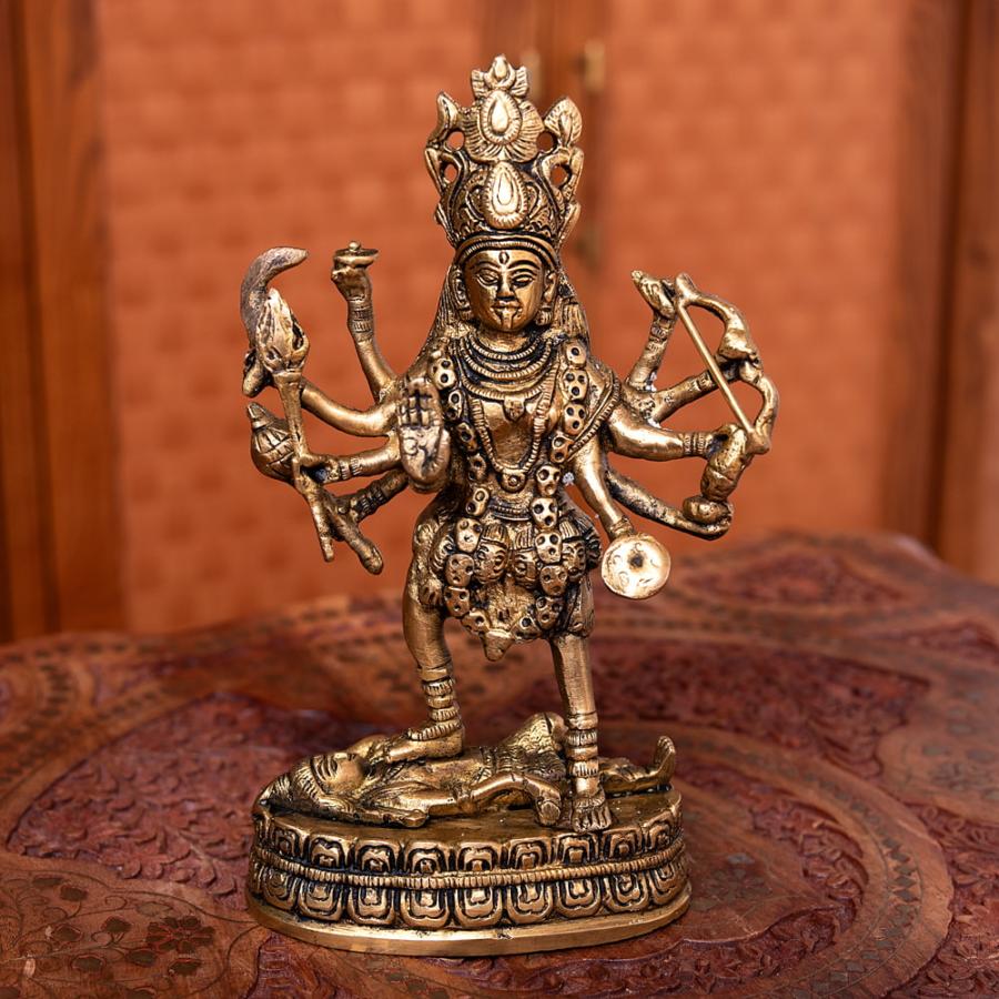 お徳用 送料無料 カーリー 神様像 ラーマーヤナ 殺戮の女神 ブラス製 カーリー立像 23cm インド 置物 エスニック アジア