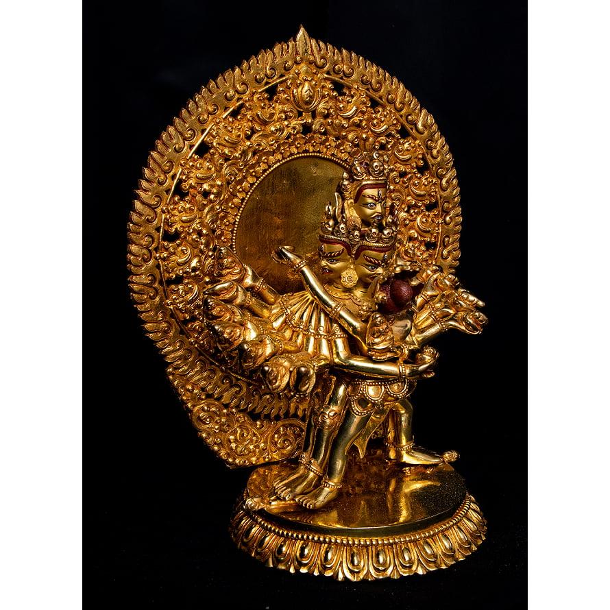 送料無料 銅造鍍金仕上げ 大悲空智金剛 ヘーヴァジュラ hevajra