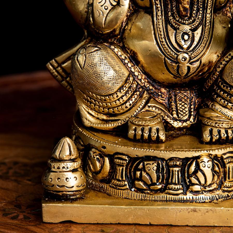 送料無料 太鼓 ドーラク ガネーシャ 神様像 ブラス製 座りガネーシャ 高さ：約20cm インド 置物 エスニック