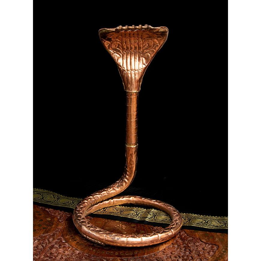 送料無料 ナーガ リンガ ヨニ シヴァ 聖なる蛇 銅製 34cm コブラ