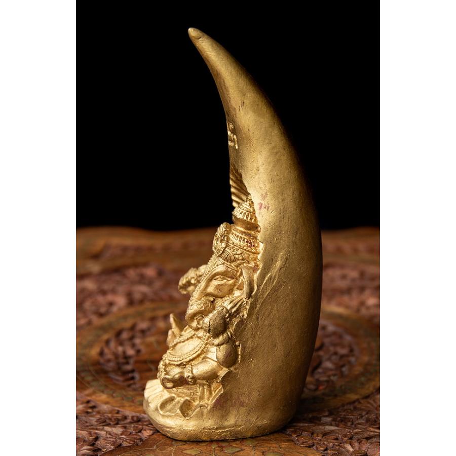 アジアン インド タイ ガネーシャ 彫刻 置物 神様 神様像 レジン インド トゥースガネーシャ ゴールド 20cm