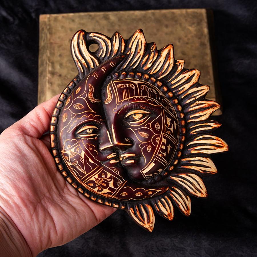 木彫壁掛けプラーク ヒンドゥー教 シヴァ神 置物 寺院 柱 レリーフ レジン 神様 ヒンドゥー教 仏教 置物 (全2色)〔壁掛けタイプ