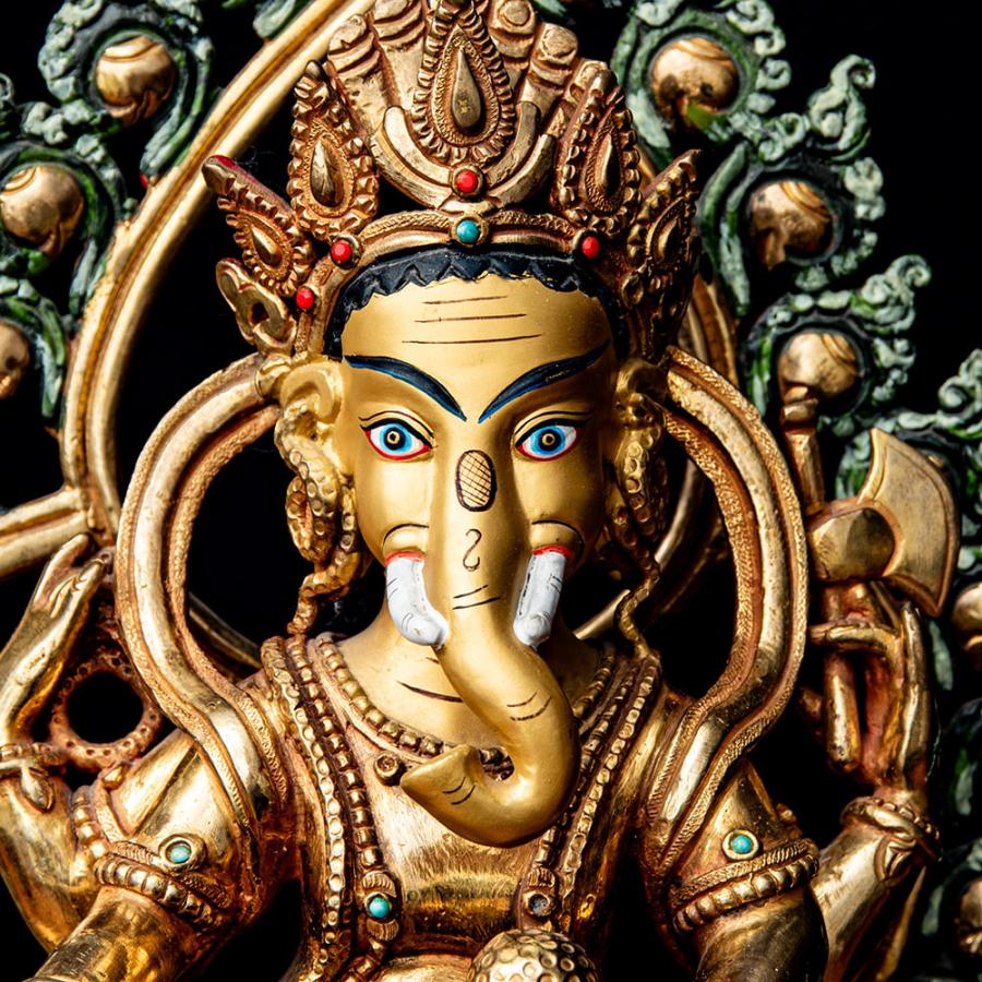 仏教美術　古銅　インド神　ガネーシャ像　仏像　D　R3458 仏教美術 古銅 インド神 ガネーシャ像 仏像 D R3458