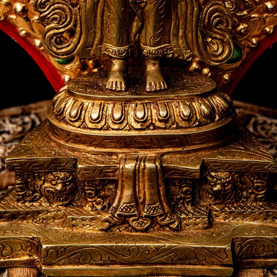 送料無料 銅造鍍金仕上げ 仏像 神像 千手観音 (1点物)千手千眼