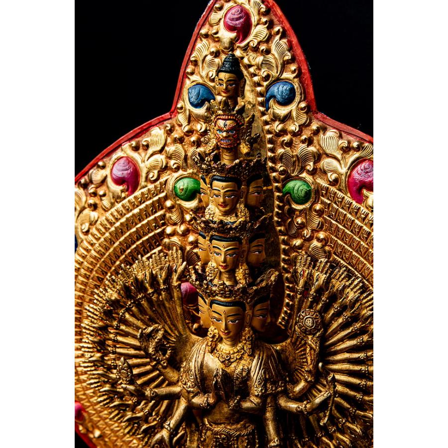 送料無料 銅造鍍金仕上げ 仏像 神像 千手観音 (1点物)千手千眼