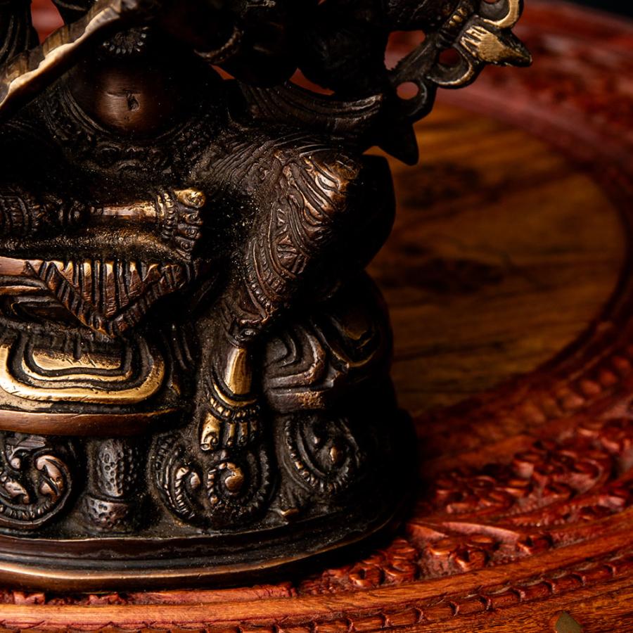 インド神 サラスヴァティー 像 弁財天 置物 合金 ゴールド ブラック インド神 サラスヴァティー 像 弁財天 置物 合金 ゴールド ブラック