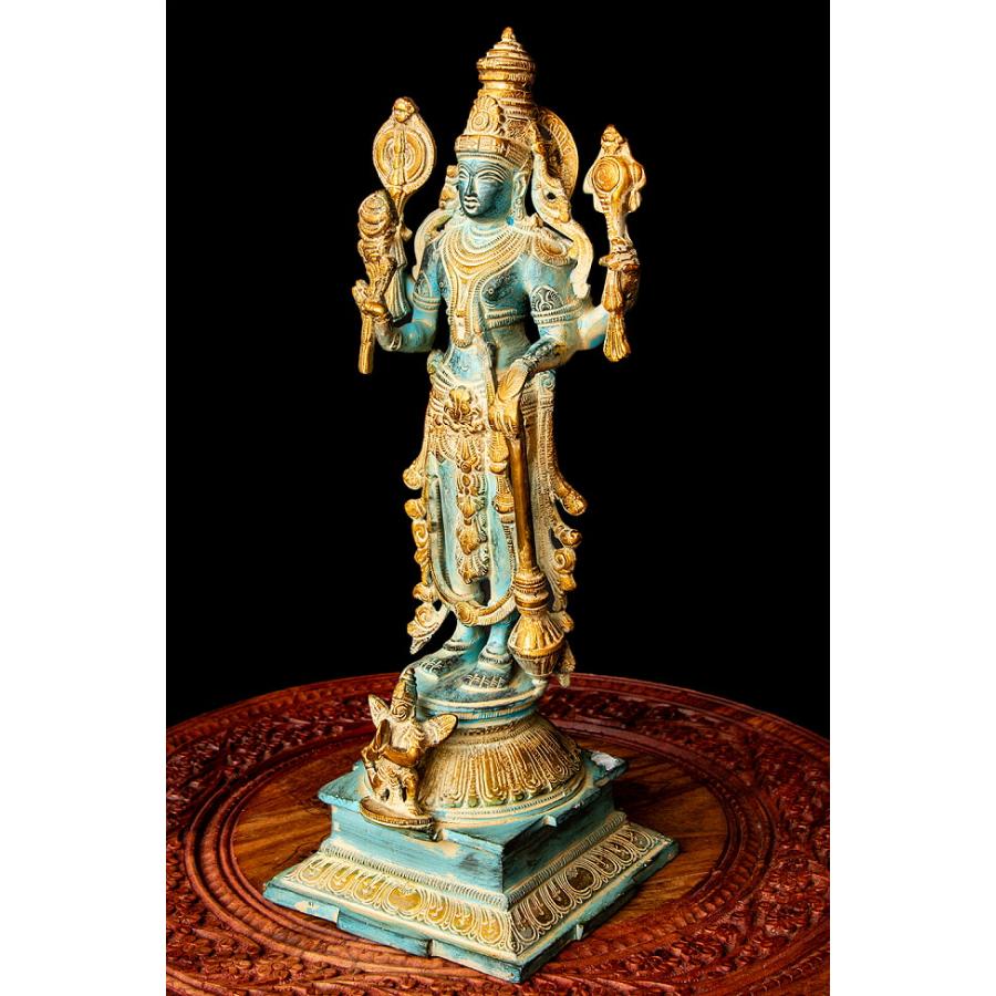ヴィシュヌ 神　置物　金属製　高さ約29cm　仏像 送料無料 ヴィシュヌ クリシュナ ブラフマー 仏像 立像 重厚な