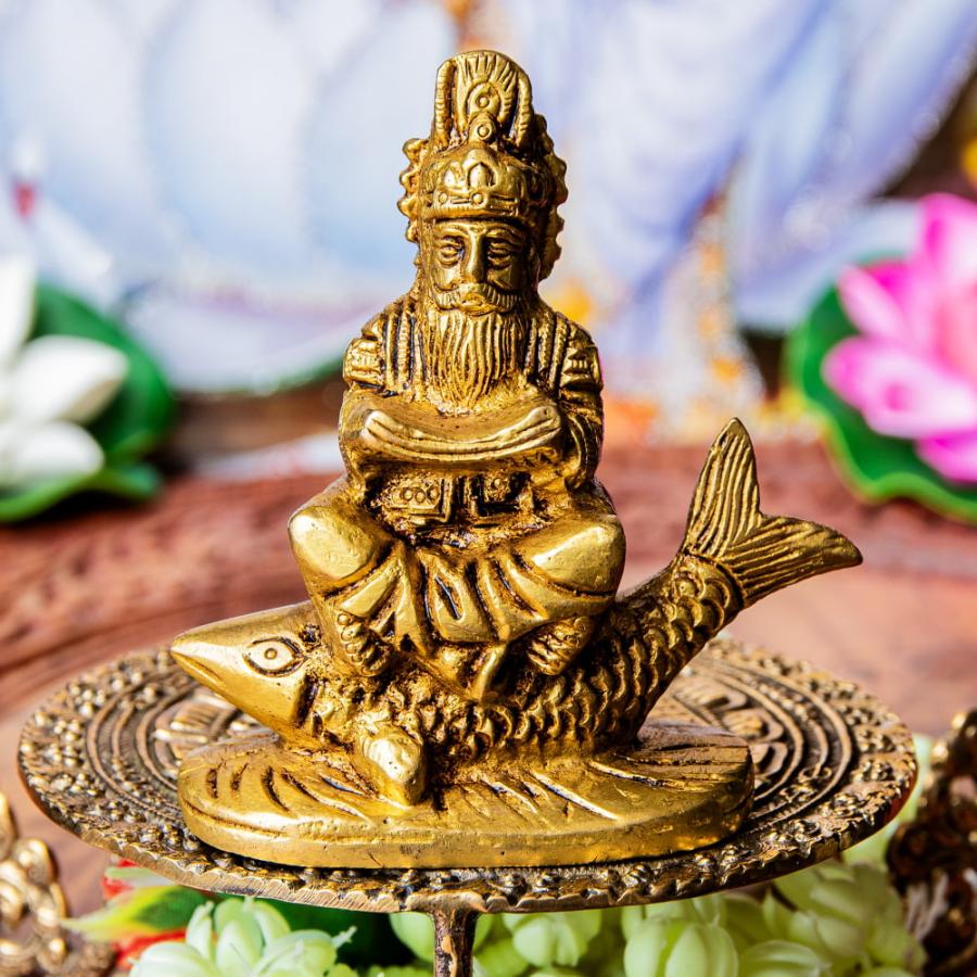 送料無料 ジュレーラル Jhulelal 神様像 ブラス インダス河の神 ブラス