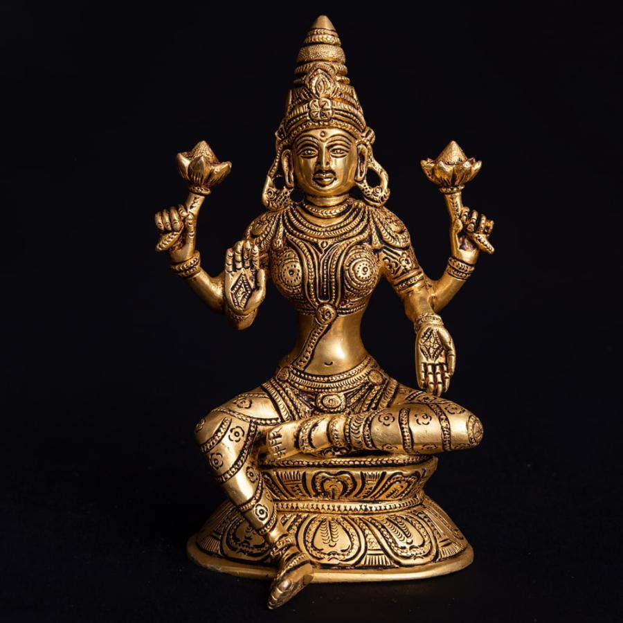 ラクシュミー（吉祥天）像　金属製　8cm 　ー インドの小さな神さま ー ラクシュミー（吉祥天）像 金属製 8cm ー インドの小さな神さま