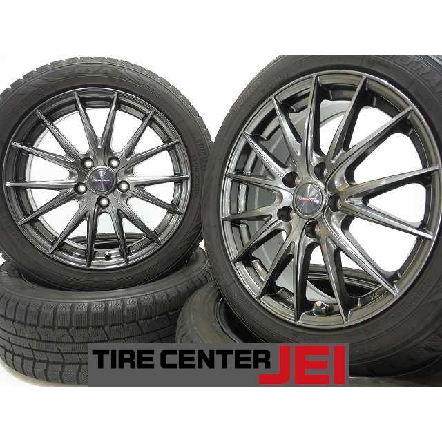 ゆうゆう④バリ溝215/50R17 スタッドレスpcd100平座ナット付 17インチ 215/50R17 7J+48 114.3 セレナ C26 C27 バリ溝 中古