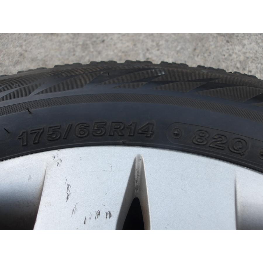 P522-ソ2 中古タイヤ ホイール 送料無料 175/65R14 冬4本セット スタッドレス 82Q 175/65-14 175-65-14 ブリヂストン ブリザック VRX2 14インチ鉄ホイールの画像