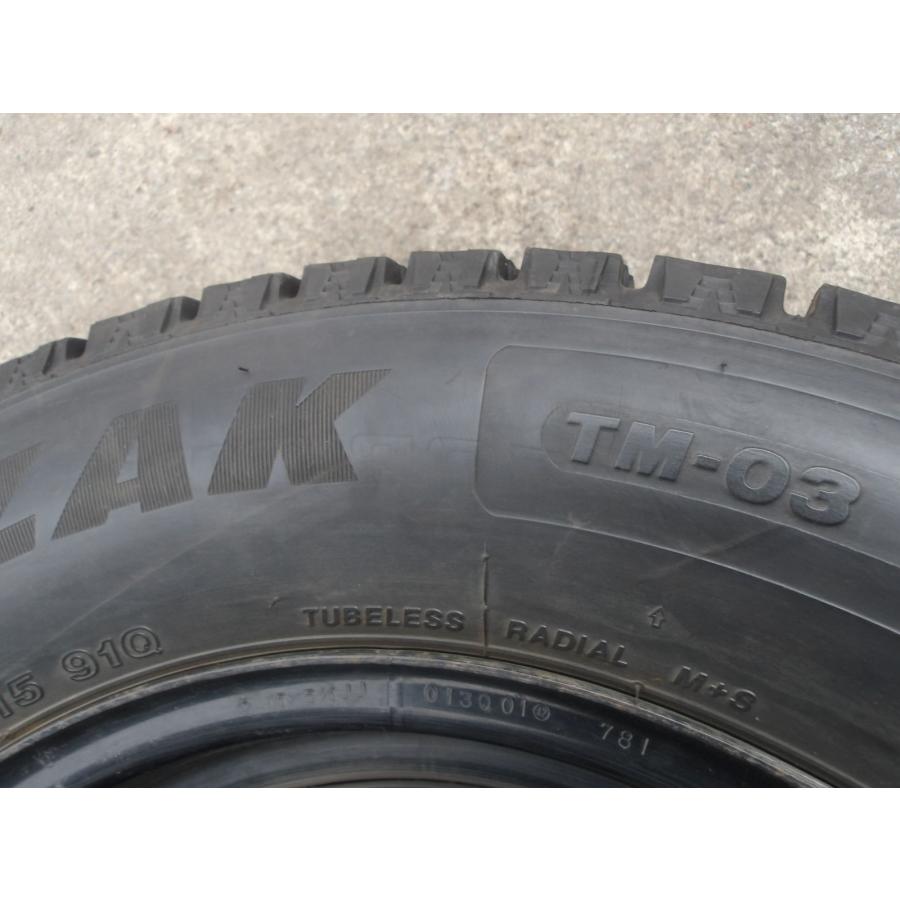 Q403-ソ2 中古タイヤ ホイール 送料無料 195/65R15 冬4本 スタッドレス 91Q 195/65-15 195-65-15 ブリヂストン ブリザック TM-03 15インチ鉄ホイールの画像